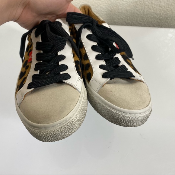 Veronica Beard Distressed Sami Leopard Calf Hair Suede Sneakers - Picture 4 of 11